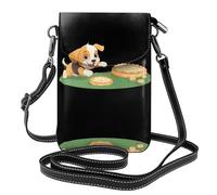YYHWHJDE Petit sac à bandoulière en cuir pour téléphone portable, 19,3 x 12,4 cm, motif chiot chassant une tarte pour la marche, le camping, le shopping, les voyages et une utilisation en extérieur