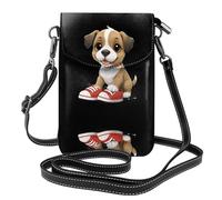 YYHWHJDE Petit sac à bandoulière en cuir pour téléphone portable, 19,3 x 12,4 cm, motif chiot portant des chaussures pour la marche, le camping, le shopping, les voyages et une utilisation en