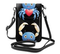 YYHWHJDE Petit sac à bandoulière en cuir pour téléphone portable, 19,3 x 12,4 cm, motif crabe tenant un motif de cœur pour la marche, le camping, le shopping, les voyages et une utilisation en