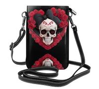 YYHWHJDE Petit sac à bandoulière en cuir pour téléphone portable, 19,3 x 12,4 cm, motif crâne de sorcière rose, pour la marche, le camping, le shopping, les voyages et une utilisation en extérieur
