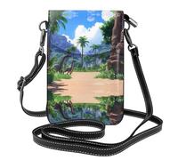 YYHWHJDE Petit sac à bandoulière en cuir pour téléphone portable, 19,3 x 12,4 cm, motif dinosaure pour la marche, le camping, le shopping, les voyages et une utilisation en extérieur