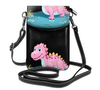 YYHWHJDE Petit sac à bandoulière en cuir pour téléphone portable, 19,3 x 12,4 cm, motif dinosaure rose pour la marche, le camping, le shopping, les voyages et une utilisation en extérieur