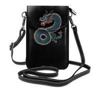 YYHWHJDE Petit sac à bandoulière en cuir pour téléphone portable, 19,3 x 12,4 cm, motif dragon bleu marine pour la marche, le camping, le shopping, les voyages et une utilisation en extérieur