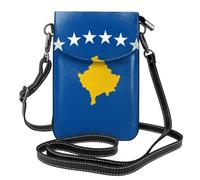 YYHWHJDE Petit sac à bandoulière en cuir pour téléphone portable, 19,3 x 12,4 cm, motif drapeau du Kosovo pour la marche, le camping, le shopping, les voyages et une utilisation en extérieur