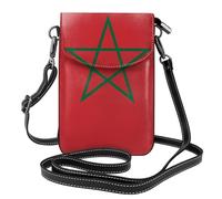 YYHWHJDE Petit sac à bandoulière en cuir pour téléphone portable, 19,3 x 12,4 cm, motif drapeau du Maroc pour la marche, le camping, le shopping, les voyages et une utilisation en extérieur
