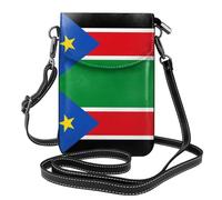 YYHWHJDE Petit sac à bandoulière en cuir pour téléphone portable, 19,3 x 12,4 cm, motif drapeau du Soudan du Sud pour la marche, le camping, le shopping, les voyages et une utilisation en extérieur
