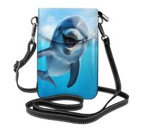 YYHWHJDE Petit sac à bandoulière en cuir pour téléphone portable, 19,3 x 12,4 cm, motif drôle de dauphin qui vous regarde, pour la marche, le camping, le shopping, les voyages et une utilisation en