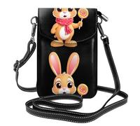 YYHWHJDE Petit sac à bandoulière en cuir pour téléphone portable, 19,3 x 12,4 cm, motif écharpe lapin mangeant des sucettes pour la marche, le camping, le shopping, les voyages et une utilisation en