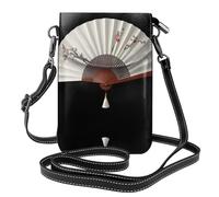 YYHWHJDE Petit sac à bandoulière en cuir pour téléphone portable, 19,3 x 12,4 cm, motif éventail chinois pour la marche, le camping, le shopping, les voyages et une utilisation en extérieur
