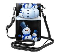 YYHWHJDE Petit sac à bandoulière en cuir pour téléphone portable, 19,3 x 12,4 cm, motif famille de bonhomme de neige heureux pour la marche, le camping, le shopping, les voyages et une utilisation en