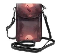 YYHWHJDE Petit sac à bandoulière en cuir pour téléphone portable, 19,3 x 12,4 cm, motif flamants roses le matin pour la marche, le camping, le shopping, les voyages et une utilisation en extérieur