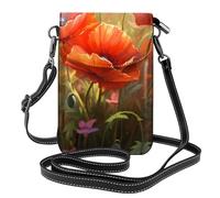 YYHWHJDE Petit sac à bandoulière en cuir pour téléphone portable, 19,3 x 12,4 cm, motif fleurs de coquelicot, 1 motif pour la marche, le camping, le shopping, les voyages et une utilisation en
