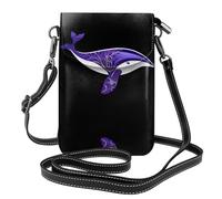 YYHWHJDE Petit sac à bandoulière en cuir pour téléphone portable, 19,3 x 12,4 cm, motif floral de baleine violet pour la marche, le camping, le shopping, les voyages et une utilisation en extérieur