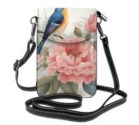 YYHWHJDE Petit sac à bandoulière en cuir pour téléphone portable, 19,3 x 12,4 cm, motif floral fantaisie, oiseaux, papillon pour la marche, le camping, le shopping, les voyages et une utilisation en