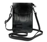 YYHWHJDE Petit sac à bandoulière en cuir pour téléphone portable, 19,3 x 12,4 cm, motif forêt grise infinie pour la marche, le camping, le shopping, les voyages et une utilisation en extérieur