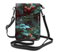 YYHWHJDE Petit sac à bandoulière en cuir pour téléphone portable, 19,3 x 12,4 cm, motif fraises sauvages dans la forêt pour la marche, le camping, le shopping, les voyages et une utilisation en