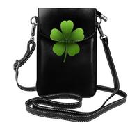 YYHWHJDE Petit sac à bandoulière en cuir pour téléphone portable, 19,3 x 12,4 cm, motif herbe verte à cinq feuilles pour la marche, le camping, le shopping, les voyages et une utilisation en extérieur