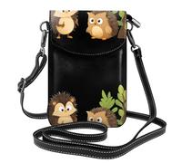 YYHWHJDE Petit sac à bandoulière en cuir pour téléphone portable, 19,3 x 12,4 cm, motif hérisson et hibou parlant pour la marche, le camping, le shopping, les voyages et une utilisation en extérieur
