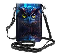 YYHWHJDE Petit sac à bandoulière en cuir pour téléphone portable, 19,3 x 12,4 cm, motif hibou bleu pour la marche, le camping, le shopping, les voyages et une utilisation en extérieur