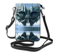 YYHWHJDE Petit sac à bandoulière en cuir pour téléphone portable, 19,3 x 12,4 cm, motif hibou de montagne pour la marche, le camping, le shopping, les voyages et une utilisation en extérieur