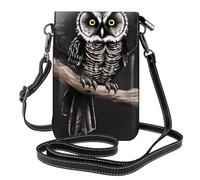 YYHWHJDE Petit sac à bandoulière en cuir pour téléphone portable, 19,3 x 12,4 cm, motif hibou fin de nuit pour la marche, le camping, le shopping, les voyages et une utilisation en extérieur