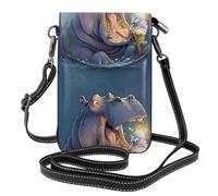 YYHWHJDE Petit sac à bandoulière en cuir pour téléphone portable, 19,3 x 12,4 cm, motif hippopotame mangeant de la crème glacée pour la marche, le camping, le shopping, les voyages et une utilisation