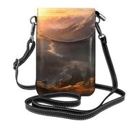 YYHWHJDE Petit sac à bandoulière en cuir pour téléphone portable, 19,3 x 12,4 cm, motif lever de soleil de montagne pour la marche, le camping, le shopping, les voyages et une utilisation en extérieur