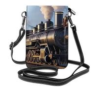 YYHWHJDE Petit sac à bandoulière en cuir pour téléphone portable, 19,3 x 12,4 cm, motif locomotive à vapeur pour la marche, le camping, le shopping, les voyages et une utilisation en extérieur