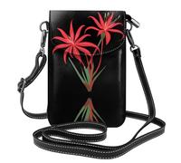 YYHWHJDE Petit sac à bandoulière en cuir pour téléphone portable, 19,3 x 12,4 cm, motif lys araignée rouge pour la marche, le camping, le shopping, les voyages et une utilisation en extérieur