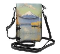 YYHWHJDE Petit sac à bandoulière en cuir pour téléphone portable 19,3 x 12,4 cm Motif Mt Fuji au loin pour la marche, le camping, le shopping, les voyages et l'utilisation en extérieur