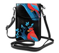YYHWHJDE Petit sac à bandoulière en cuir pour téléphone portable, 19,3 x 12,4 cm, motif oiseau rouge sur un tronc d'arbre bleu pour la marche, le camping, le shopping, les voyages et une utilisation