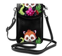 YYHWHJDE Petit sac à bandoulière en cuir pour téléphone portable, 19,3 x 12,4 cm, motif panda rouge mangeant des fruits de dragon pour la marche, le camping, le shopping, les voyages et une