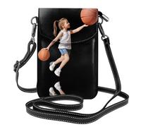 YYHWHJDE Petit sac à bandoulière en cuir pour téléphone portable, 19,3 x 12,4 cm, motif petit champion de basket-ball pour la marche, le camping, le shopping, les voyages et une utilisation en