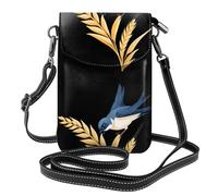 YYHWHJDE Petit sac à bandoulière en cuir pour téléphone portable, 19,3 x 12,4 cm, motif petites hirondelles picorant des oreilles de blé pour la marche, le camping, le shopping, les voyages et une