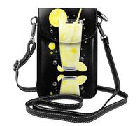 YYHWHJDE Petit sac à bandoulière en cuir pour téléphone portable, 19,3 x 12,4 cm, motif rafraîchissant de boisson froide citron pour la marche, le camping, le shopping, les voyages et une utilisation