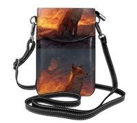 YYHWHJDE Petit sac à bandoulière en cuir pour téléphone portable, 19,3 x 12,4 cm, motif renard volcanique pour la marche, le camping, le shopping, les voyages et une utilisation en extérieur