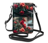 YYHWHJDE Petit sac à bandoulière en cuir pour téléphone portable, 19,3 x 12,4 cm, motif roses à l'extérieur de la fenêtre de la voiture pour la marche, le camping, le shopping, les voyages et une