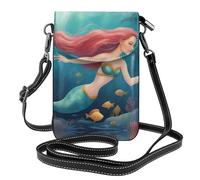 YYHWHJDE Petit sac à bandoulière en cuir pour téléphone portable, 19,3 x 12,4 cm, motif sirène de dessin animé pour la marche, le camping, le shopping, les voyages et une utilisation en extérieur