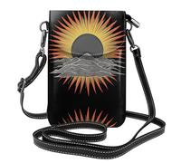 YYHWHJDE Petit sac à bandoulière en cuir pour téléphone portable 19,3 x 12,4 cm Motif soleil levant du mont pour la marche, le camping, le shopping, les voyages et l'utilisation en extérieur