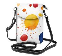 YYHWHJDE Petit sac à bandoulière en cuir pour téléphone portable 19,3 x 12,4 cm Motif taches d'aquarelle éclaboussures de peinture pour la marche, le camping, le shopping, les voyages et une