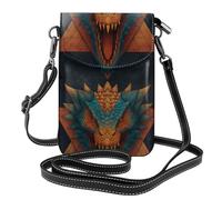 YYHWHJDE Petit sac à bandoulière en cuir pour téléphone portable, 19,3 x 12,4 cm, motif tête de dinosaure féroce pour la marche, le camping, le shopping, les voyages et une utilisation en extérieur