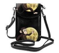 YYHWHJDE Petit sac à bandoulière en cuir pour téléphone portable, 19,3 x 12,4 cm, motif The Monkey Who Stole The Moon pour la marche, le camping, le shopping, les voyages et une utilisation en