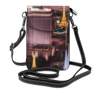YYHWHJDE Petit sac à bandoulière en cuir pour téléphone portable, 19,3 x 12,4 cm, motif ville nocturne de Las Vegas pour la marche, le camping, le shopping, les voyages et une utilisation en extérieur