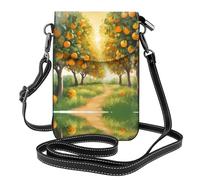 YYHWHJDE Petit sac à bandoulière en cuir pour téléphone portable, 19,3 x 12,4 cm, nombreux motifs orangers pour la marche, le camping, le shopping, les voyages et une utilisation en extérieur