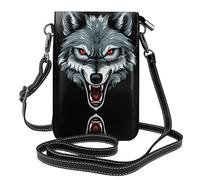 YYHWHJDE Petit sac à bandoulière en cuir pour téléphone portable, 19,3 x 12,4 cm, style rétro, motif tête de loup pour la marche, le camping, le shopping, les voyages et une utilisation en extérieur
