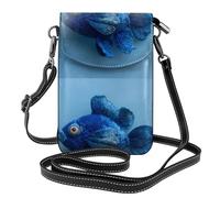 YYHWHJDE Petit sac à bandoulière en cuir tricoté pour téléphone portable, 19,3 x 12,4 cm, motif poisson bleu pour la marche, le camping, le shopping, les voyages et une utilisation en extérieur