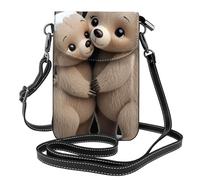 YYHWHJDE Petit sac à main pour téléphone portable 19,3 x 12,4 cm avec image Mother Bear Hugs The Little Bear en cuir pour femme, parfait pour la marche, le camping