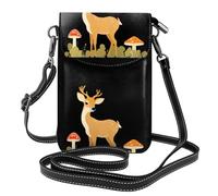 YYHWHJDE Petit sac à main pour téléphone portable 19,3 x 12,4 cm avec motif cerf et champignons Sika pour femme, parfait pour la marche, le camping