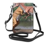 YYHWHJDE Petit sac à main pour téléphone portable 19,3 x 12,4 cm avec motif dinosaure Duel - Étui à rabat en cuir pour femme, parfait pour la marche, le camping