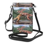 YYHWHJDE Petit sac à main pour téléphone portable 19,3 x 12,4 cm avec motif dinosaure Duel - Étui à rabat en cuir pour femme, parfait pour la marche, le camping